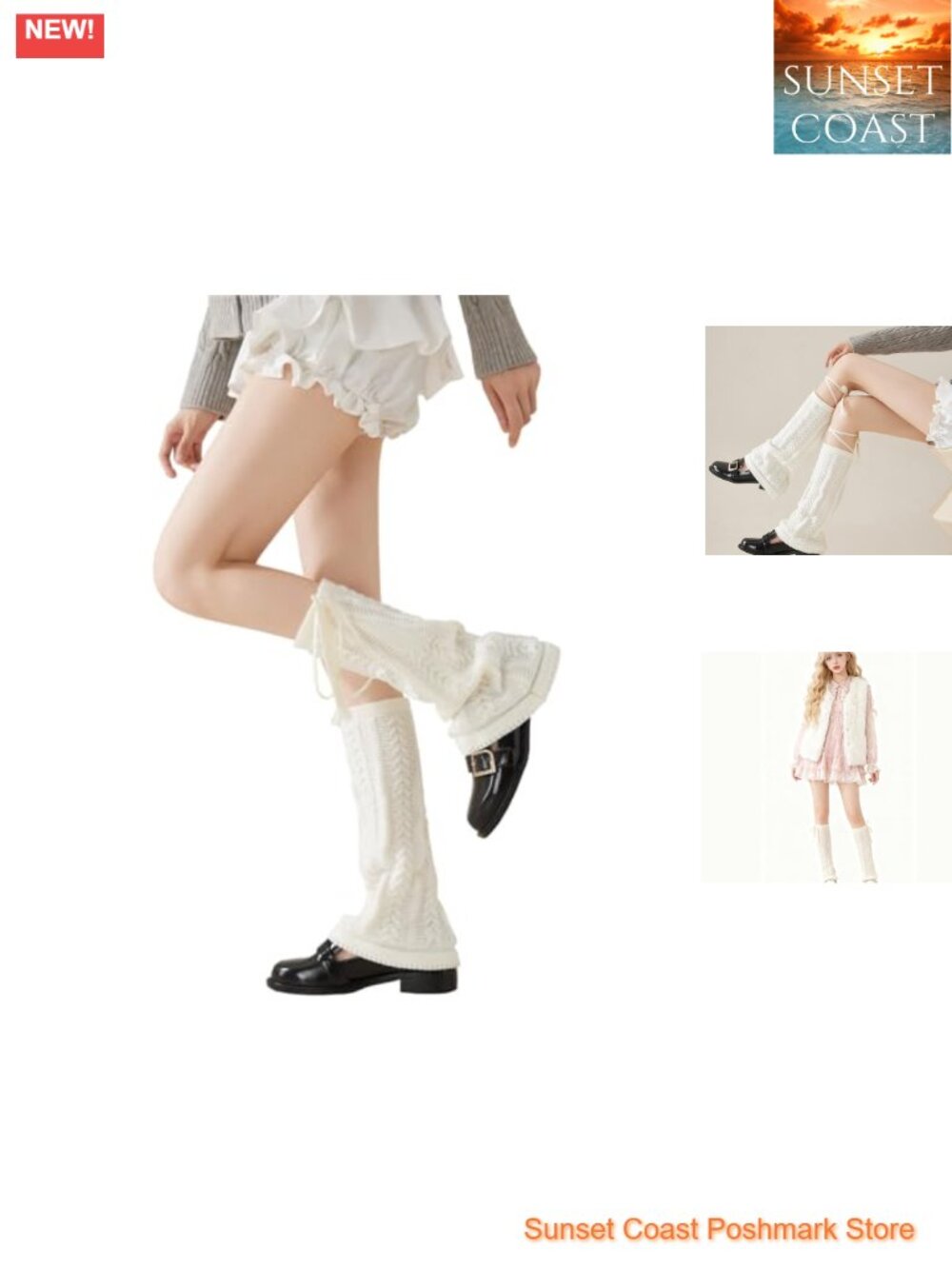 Kawaii Y2K Knit Leg Warmers Lace Up Harajuku Lolita Style